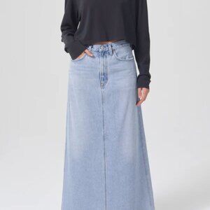 Agolde Denim Maxi Skirt - Light Wash Blue